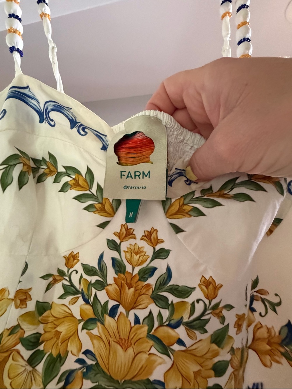 FARM Rio White Midi Dress with Yellow & Blue Floral Print - Picture 8 of 9